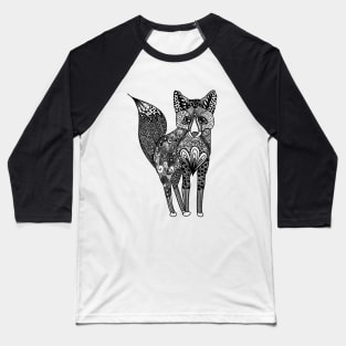 Tilki the Fox - Monochrome Line Art Designs Baseball T-Shirt